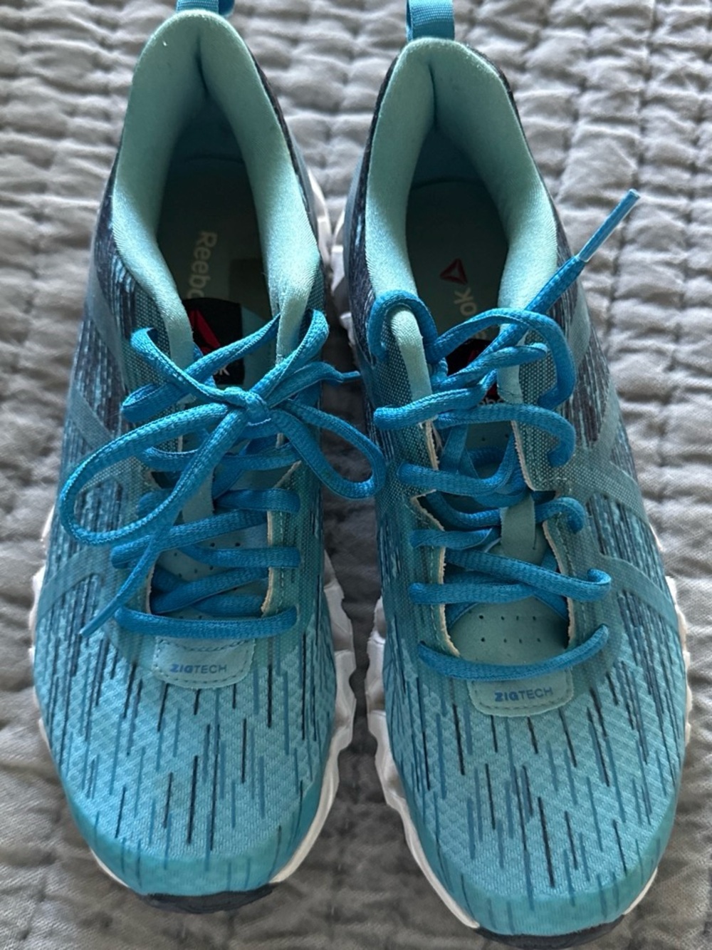 Reebok Women's Teal and Aqua ZigTech Athletic Sneakers